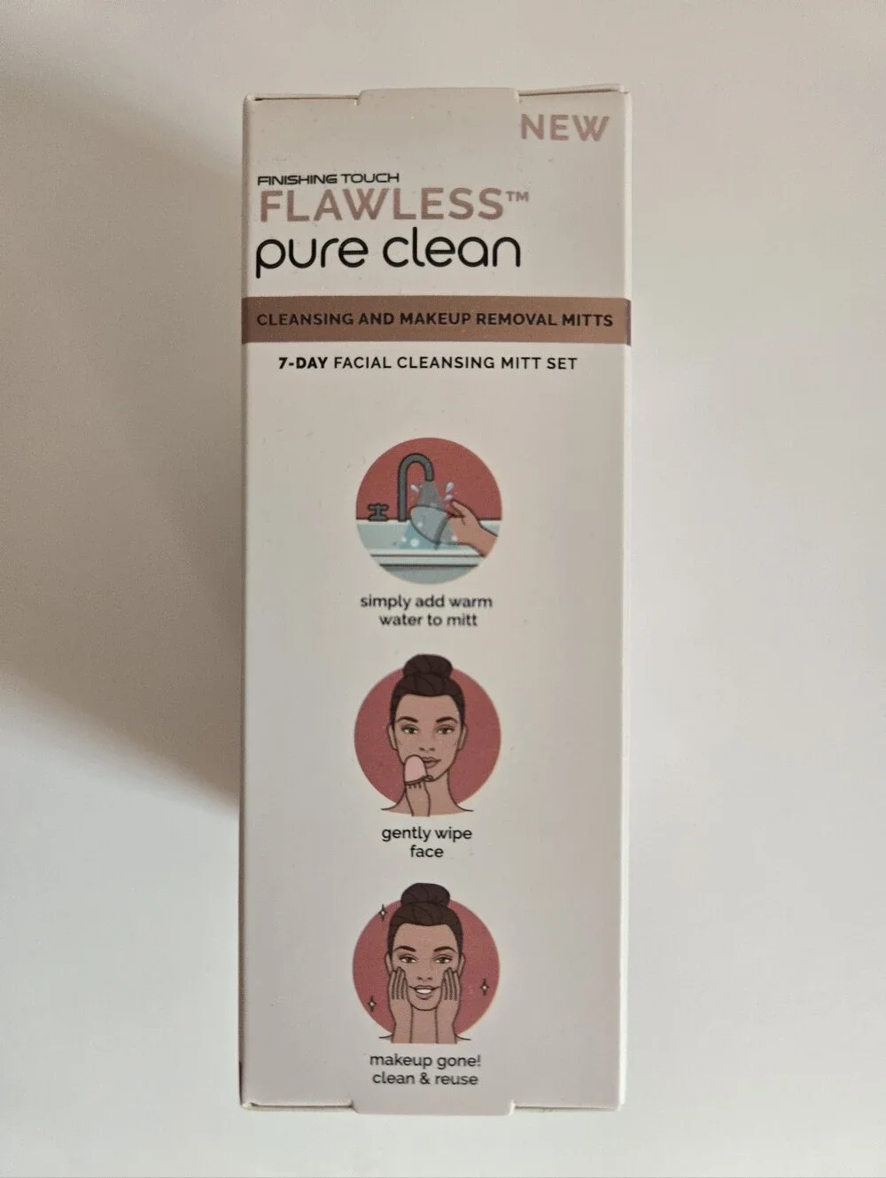 Finishing Touch Flawless Pure Clean Makeup Removal Mitt - Coral Pink